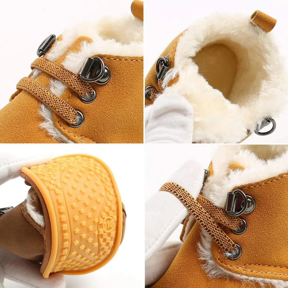 Baby Boys Girls Booties Fleece Anti-Slip Soft Sole Boots Toddler First Walker Warm Shoes