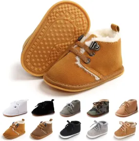 Baby Boys Girls Booties Fleece Anti-Slip Soft Sole Boots Toddler First Walker Warm Shoes