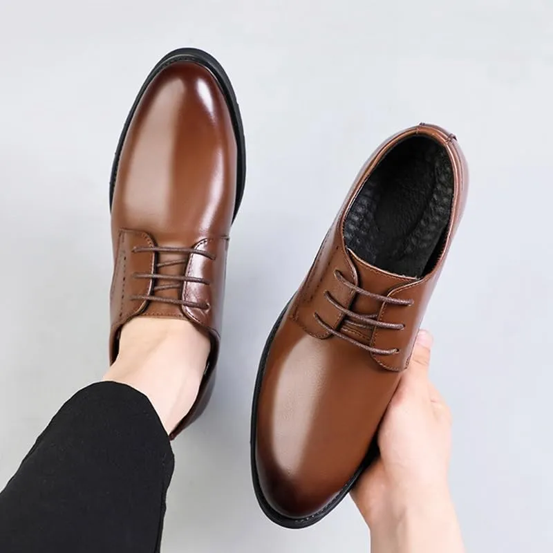 Classic Men's Leather Dress Shoes Mens Summer Business Formal Oxfords Casual Wedding Derby Shoes
