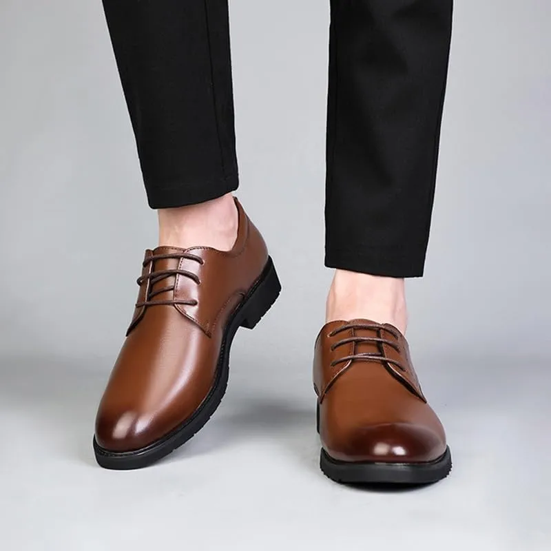 Classic Men's Leather Dress Shoes Mens Summer Business Formal Oxfords Casual Wedding Derby Shoes