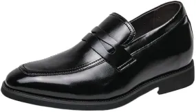 Dress Oxford for Men Slip On Patent Leather Black Casual Dress Loafers Stylish Inner Height Increase Bean Shoes Low Top Oxford Shoes