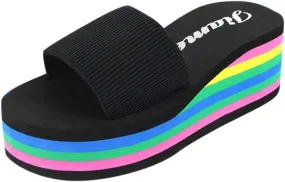 Fashion Bath Platform Women's Shoes Slippers Beach Sandals Wedge Heel High Women's slipper Womens Slippers Rubber Sole