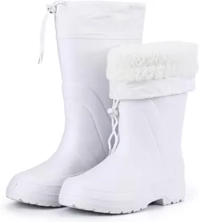 Fur Lined Wellies Men, Mens Lace up Adjustable Winter Snow Waterproof Anti Slip High Barrel Rain Boots, Outdoor Work Width Comfort Boots, for Winter Snow Season, Gardening, Fishing
