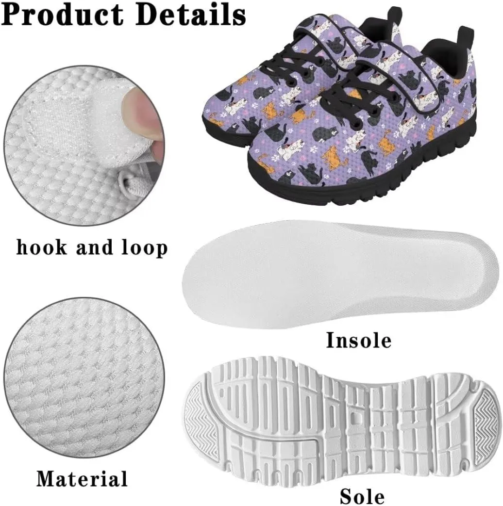 Girls Boys Hook & Loop Closure Sneakers Unisex Child Kids Anti-Slip Lightweight Shoes