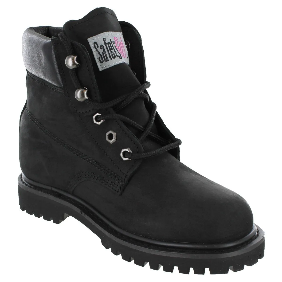 GS003-BLK-8.5W Steel Toe Work Boots - Black - Size 8.5W