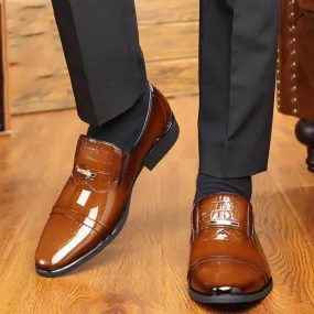 Leather Dress Shoes for Men Oxford Formal Business Loafers Comfortable Round Toe Non Slip Wedding Tuxedo Office Shoes for Men