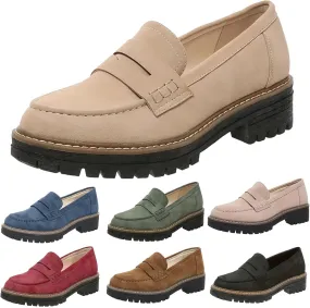 Loafers for Women 2025, Women's Loafers Classic Penny Loafers,Platform Chunky Penny Loafers for Women,Slip-On Dress Business Casual Office Work Shoes for Women,Penny Loafers