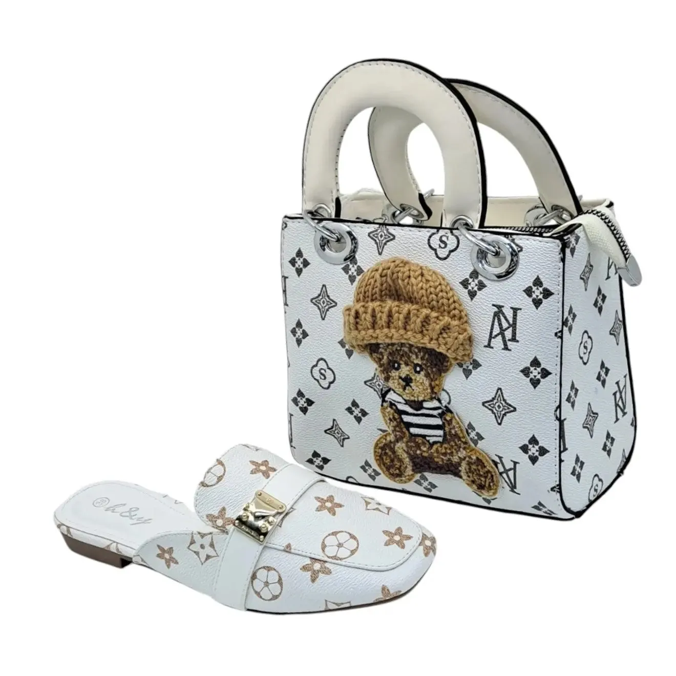 Loafers Sandal and Monogram Handbag Set