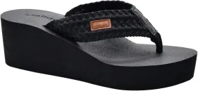 MALIDA Womens Wedge Arch Support Flip Flops Cushion Soft Rubber Midsole Platform Thong Sandals with Rubber Sole