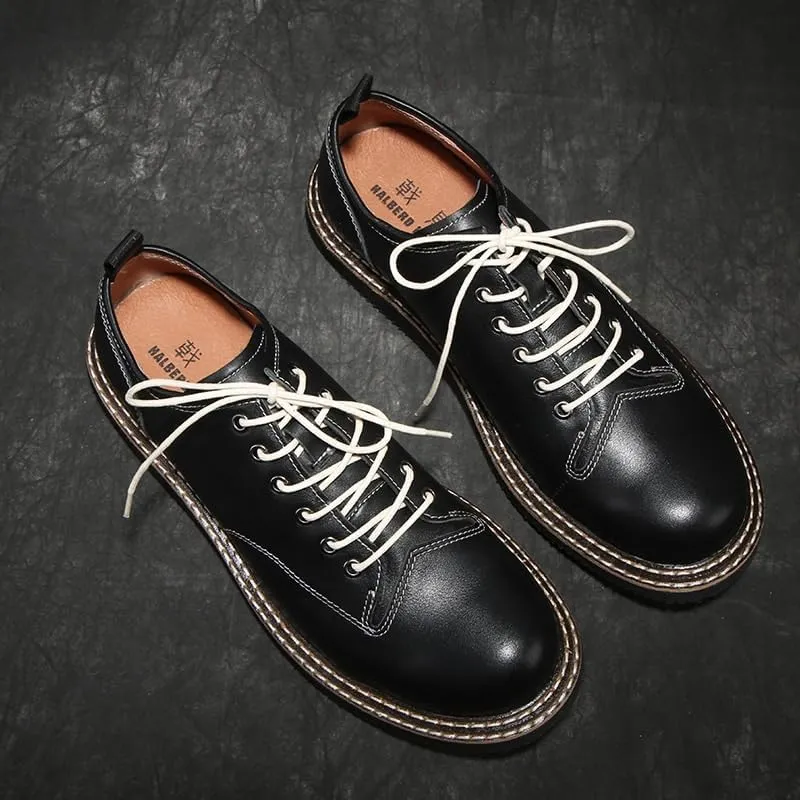 Mens Leather Dress Casual Shoes for Men Fashion Plain Toe Lace up Low Top ndoor & Outdoor Lightweight Design