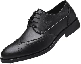 Men's Leather Oxford Shoes Dress Formal Business Comfortable Lace-Up Classic Wedding Non-Slip Office Stylish Work Footwear Shoes