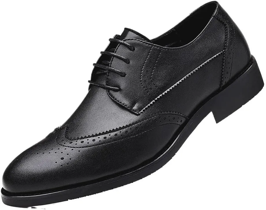 Men's Leather Oxford Shoes Dress Formal Business Comfortable Lace-Up Classic Wedding Non-Slip Office Stylish Work Footwear Shoes