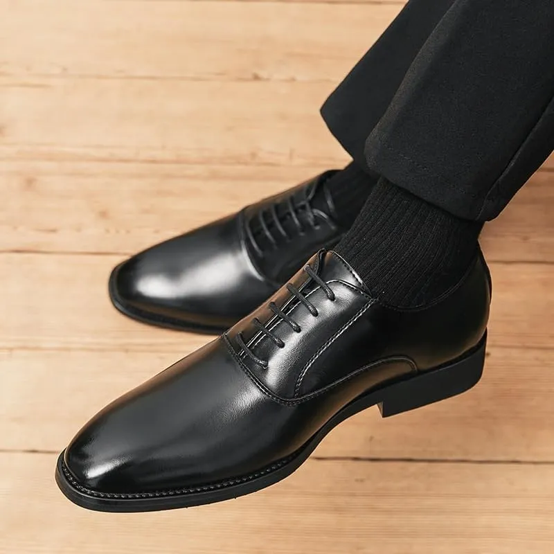 Mens Leather Shoes Footwear Dress Shoes Classic Wingtip Oxfords Business Fashion Breathable Prom Business Wedding Dress Shoes(8)