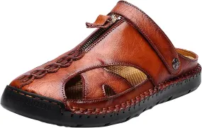 Mens Slides And Sandals Summer Leather Sandals Breathable Sports Handmade Large Men's Casual Men Slide