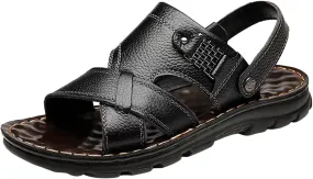 Men's Soft Sole Leather Sandals Breathable Outdoor Fisherman Shoes Open Toe Comfortable Casual Summer Beach Shoe