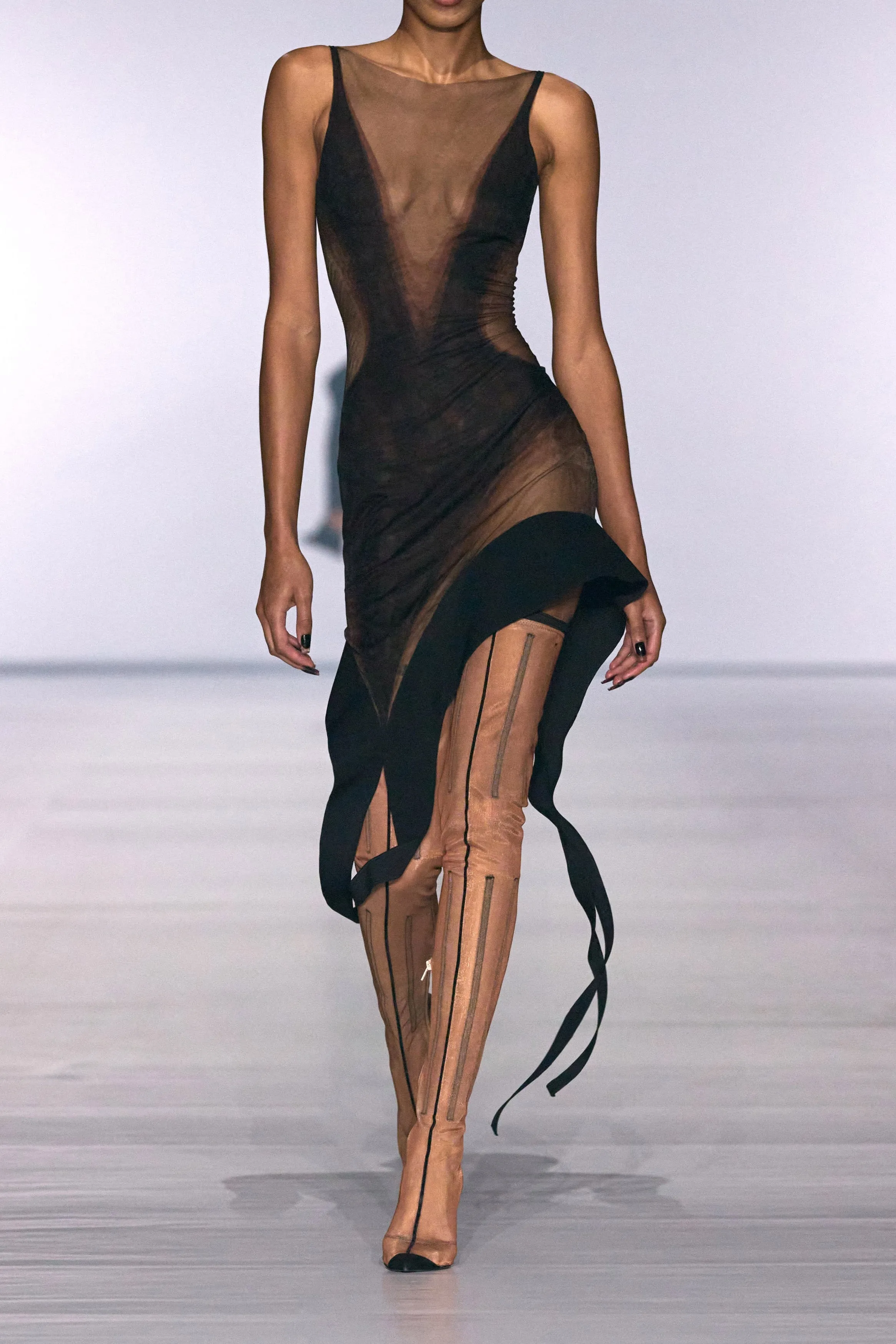multi-layer mesh spike dress