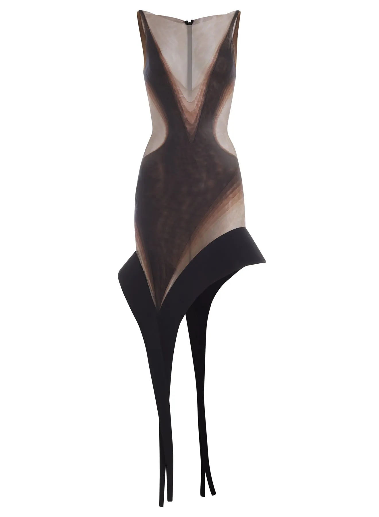 multi-layer mesh spike dress