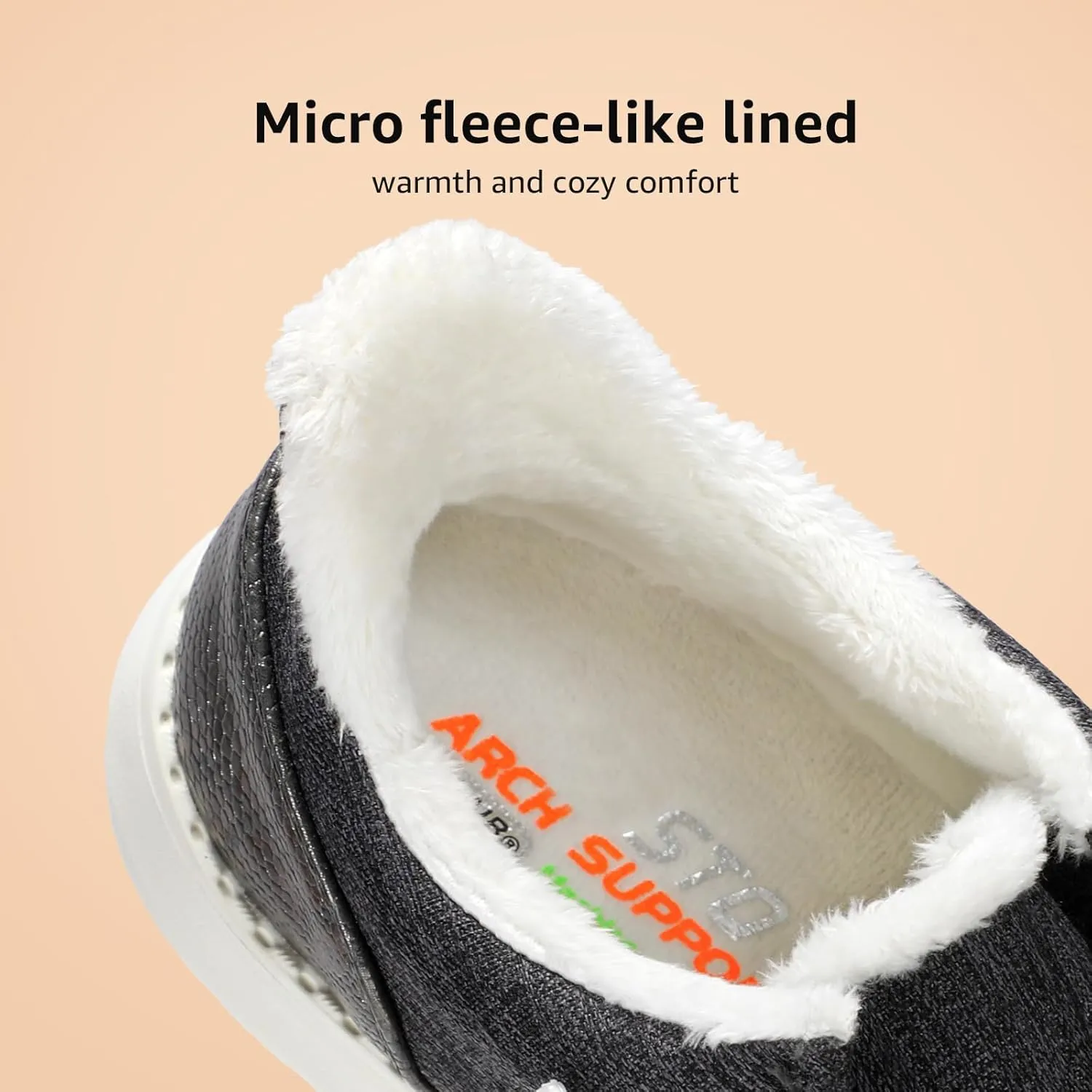 STQ Slip On Women's Loafers丨Orthopedic Fur Lined Warm Winter Boat Shoes Walking Casual Travel Sneaker Plantar Fasciitis Relief