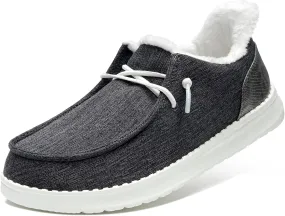 STQ Slip On Women's Loafers丨Orthopedic Fur Lined Warm Winter Boat Shoes Walking Casual Travel Sneaker Plantar Fasciitis Relief