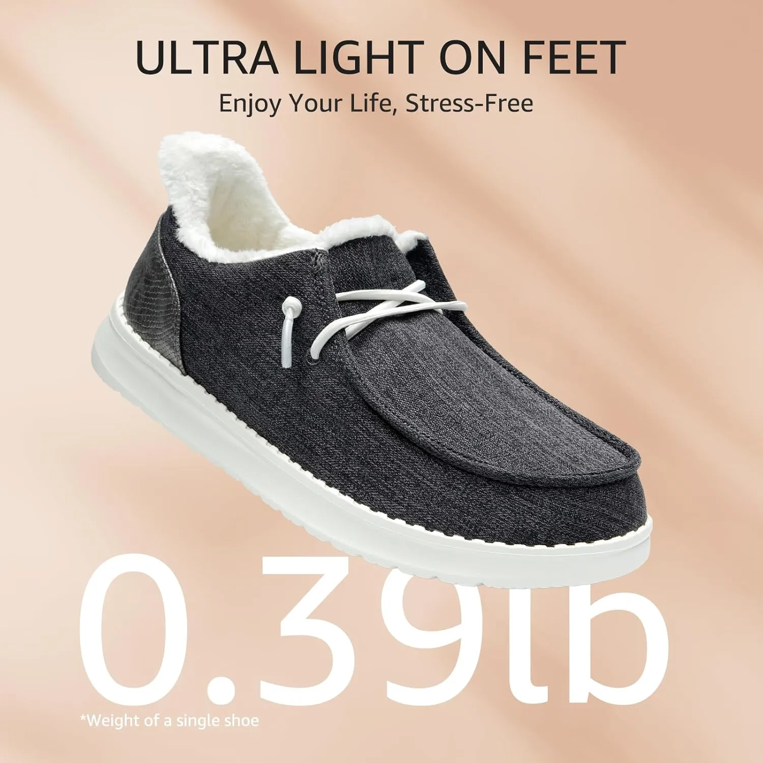 STQ Slip On Women's Loafers丨Orthopedic Fur Lined Warm Winter Boat Shoes Walking Casual Travel Sneaker Plantar Fasciitis Relief