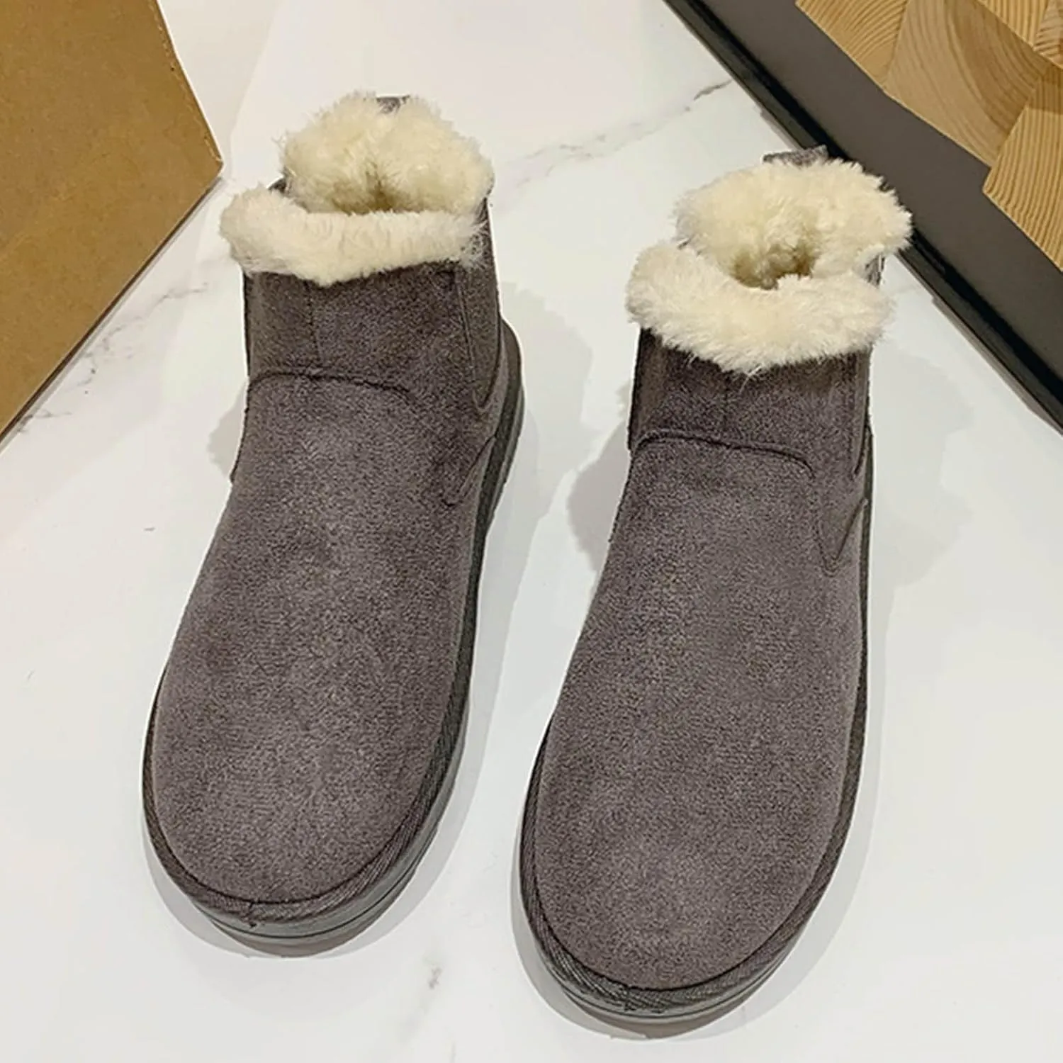 Women Winter Warm Snow Boots Sherpa Fleece Lined Ankle Booties Thick Thermal Short Bootie Shoes Walking Boot