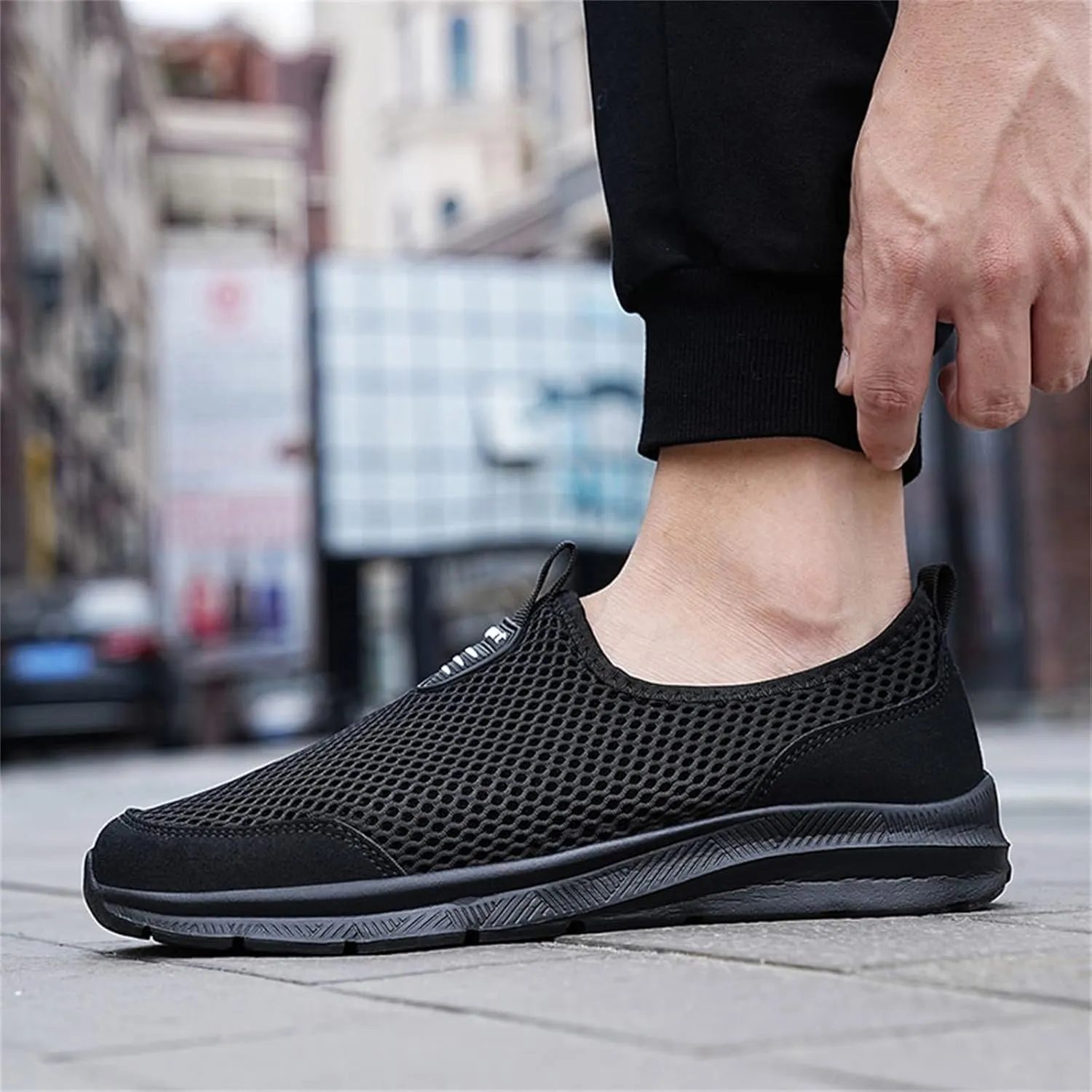 Women's Fashion Sneaker Mesh Slip On Black Non Slip Shoes for Women Comfortable Cheap Running Shoes Canvas Loafers Women Shoes Cute Sneakers for Women